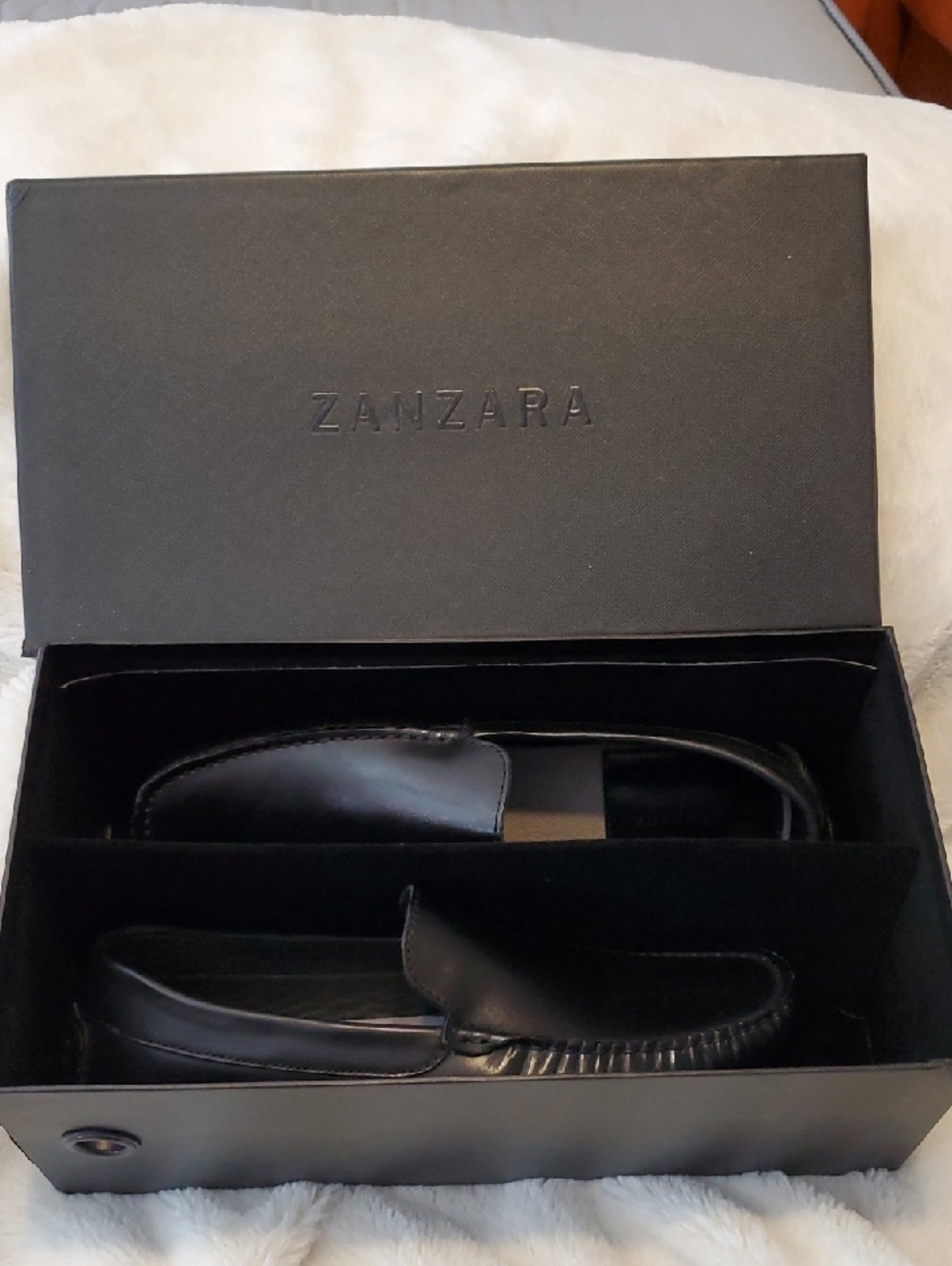 Zanzara Men's Black Leather Slip-On Loafers